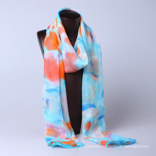 Elegant shape women printed scarves shawls stain square silk scarf